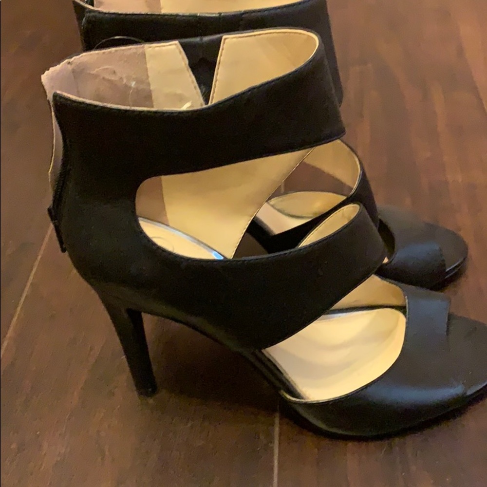 Open toed black heels